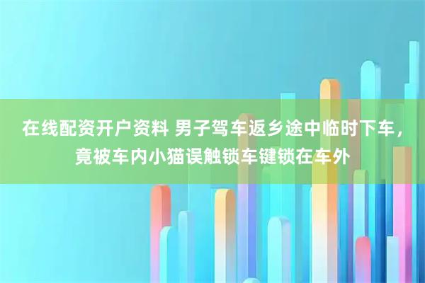 在线配资开户资料 男子驾车返乡途中临时下车，竟被车内小猫误触锁车键锁在车外